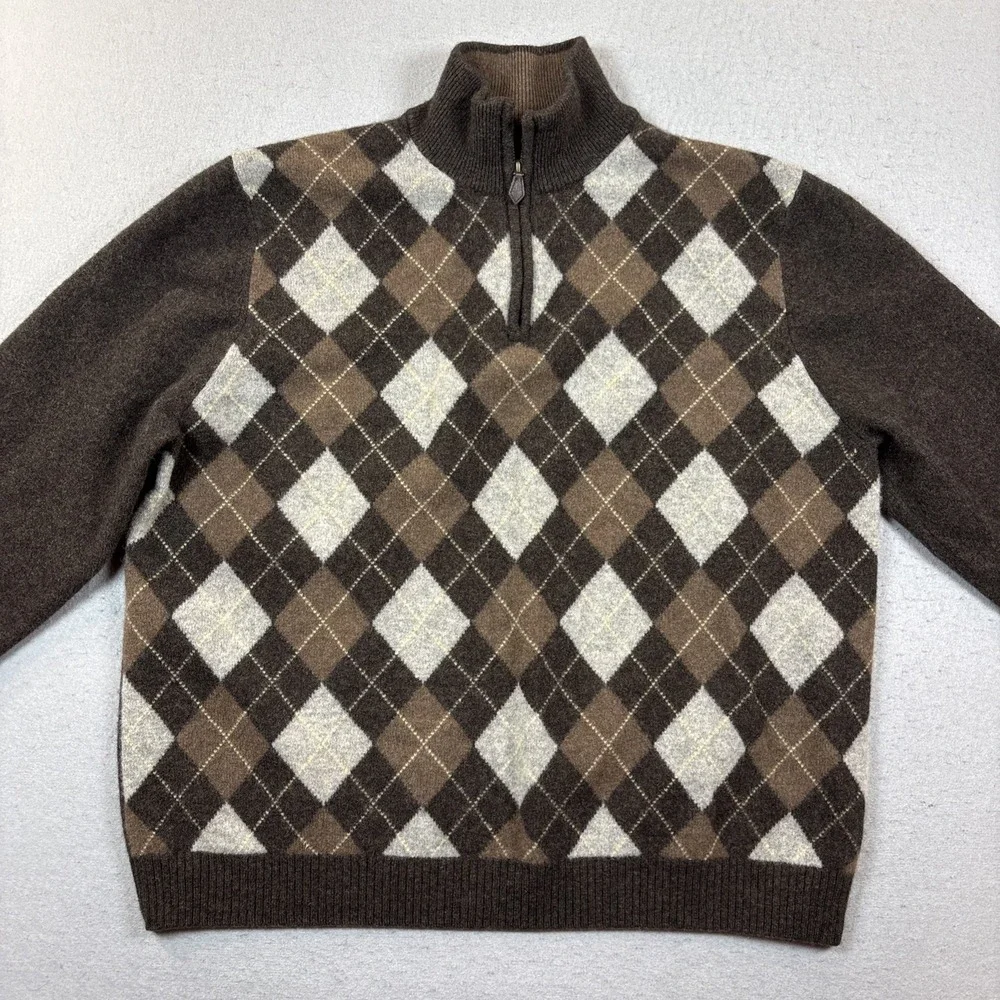 VTG Brooks Brothers Men 100% Scottish Lambs Wool 1/4 Zip Sweater XXL (L/XL 33sl)